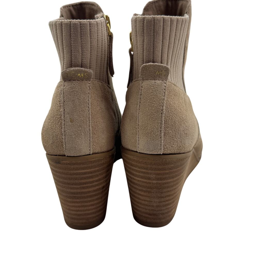 TOMS Beige Neutral Classic Suede Side Zipper Wedge Booties Women's Size 8.5 - Picture 4 of 10